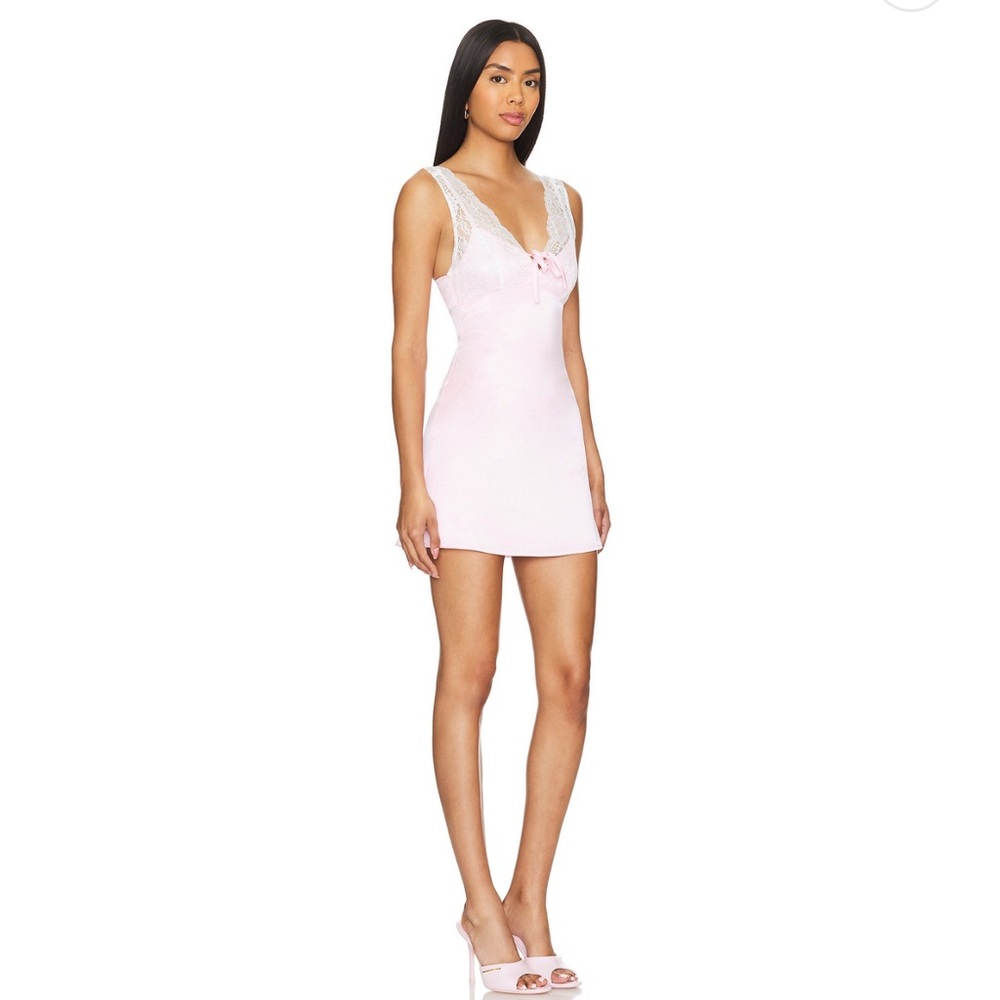 More to come Ruth Mini dress Elegant Pink Lace Trim Dress - Picture 2 of 6